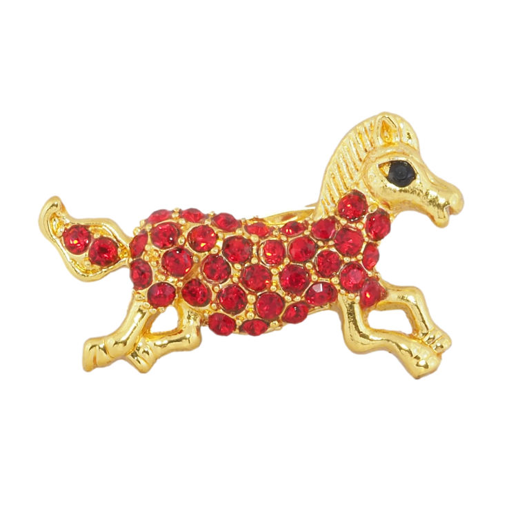 Брошка Кінь з червоними стразами фото №21