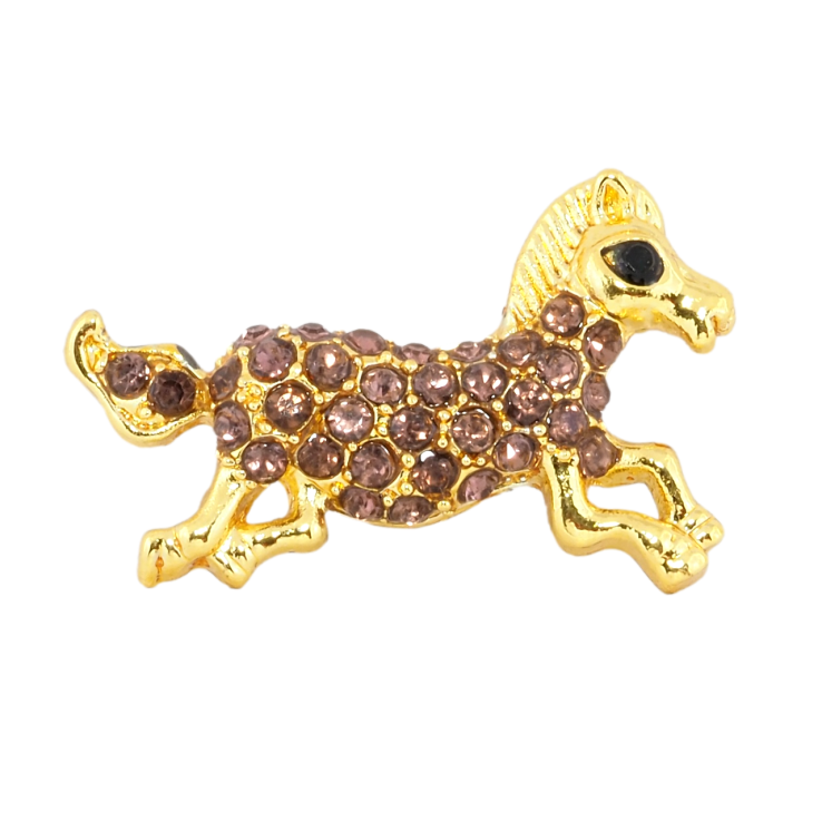 Брошка Кінь з бордовими стразами фото №15