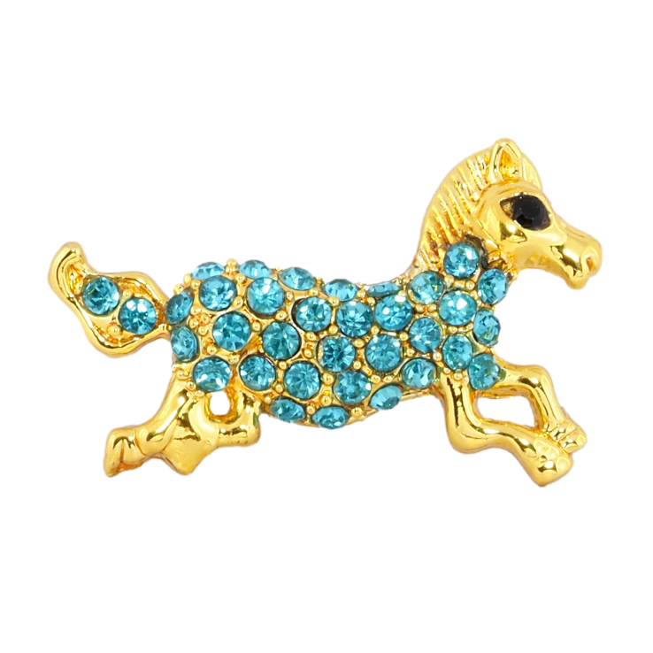 Брошка Кінь із блакитними стразами фото №23