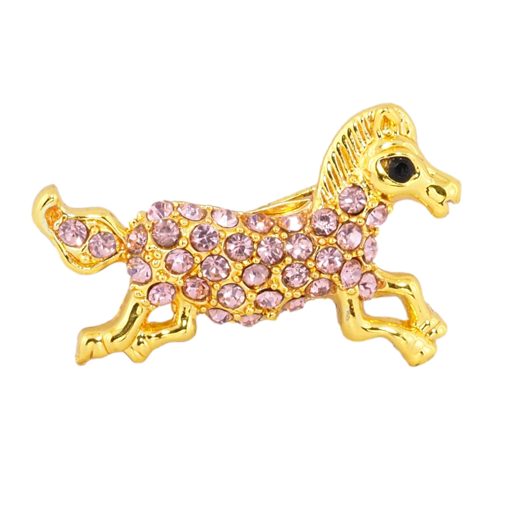 Брошка Кінь з рожевими стразами фото №22