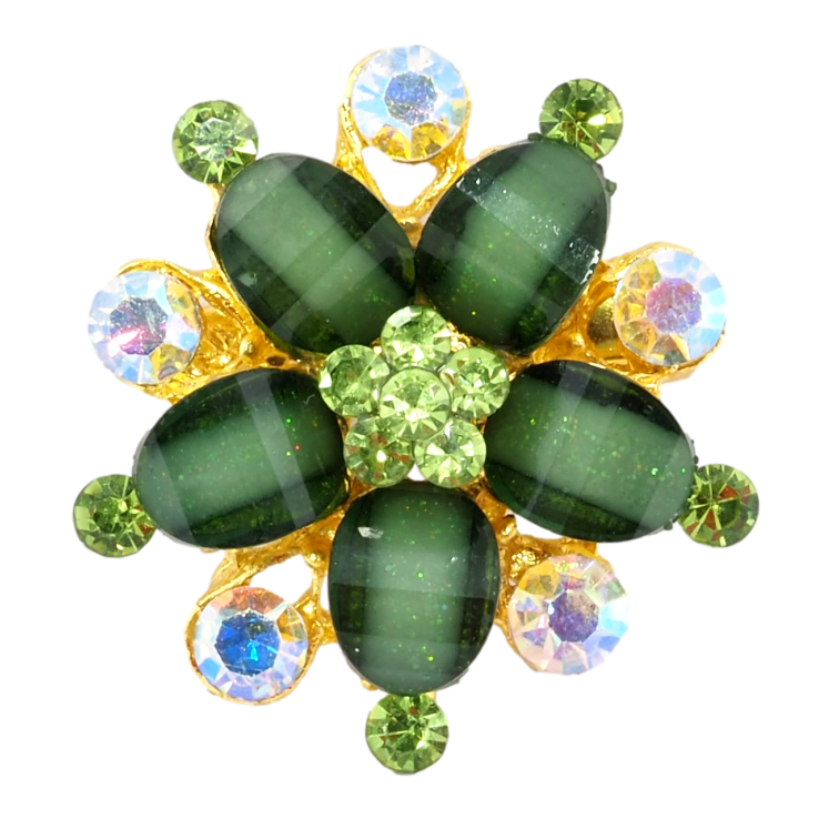 Брошка Квітка з зеленими стразами фото №21
