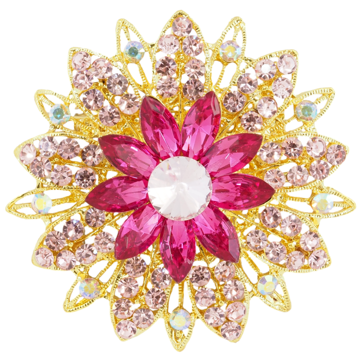 Брошь Цветок с розовыми стразами фото №13