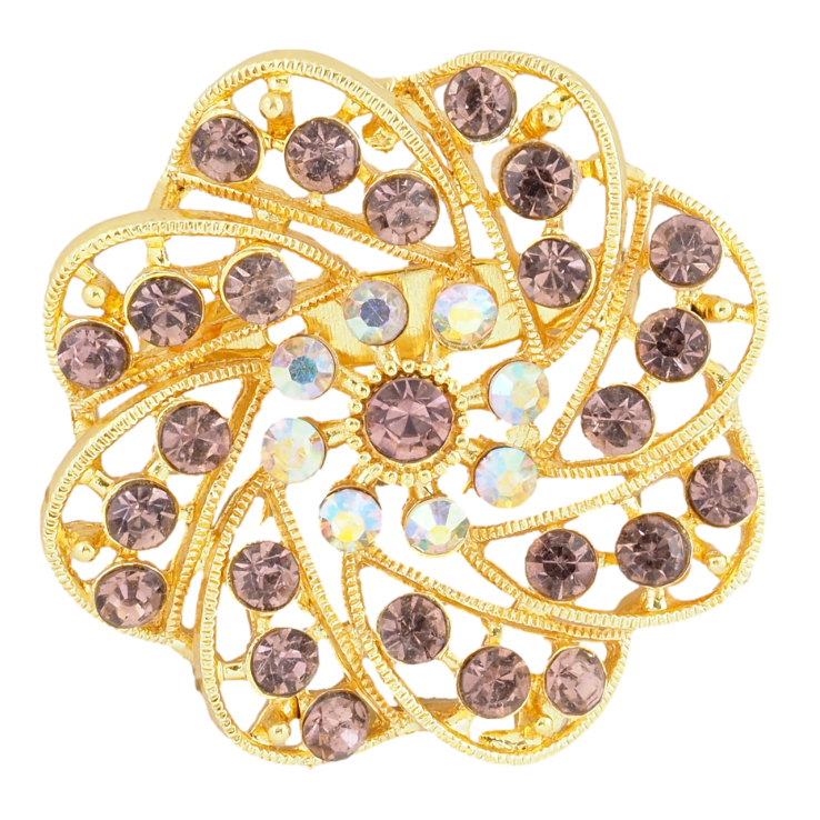 Брошка Квітка з бордовими стразами фото №18