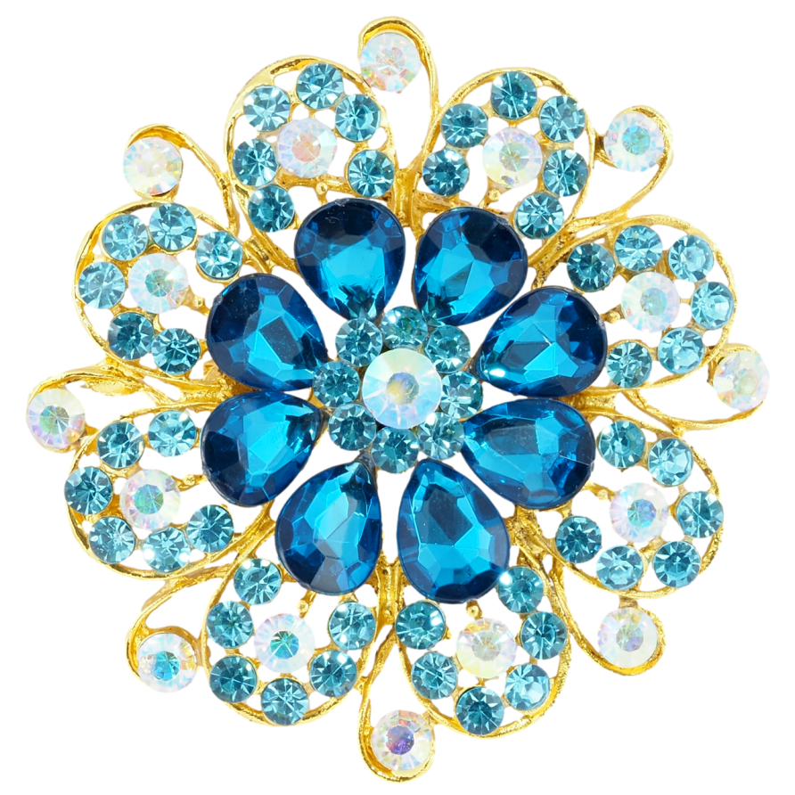 Брошка Квітка з різнокольоровими стразами фото №1