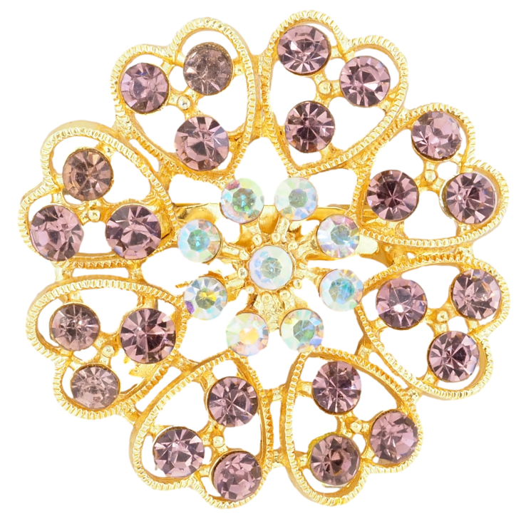 Брошка Квітка з бордовыми стразами фото №6