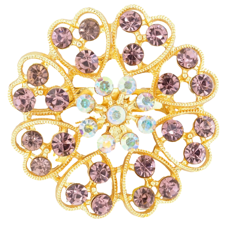 Брошка Квітка з бордовыми стразами фото №23