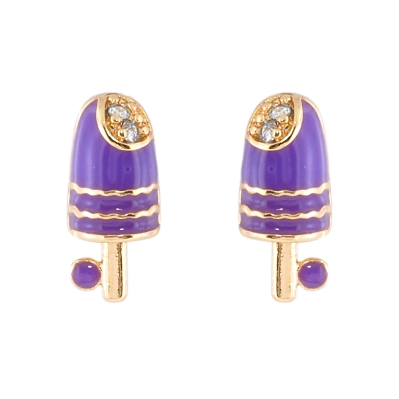 Сережки дитячі Xuping Позолота 18K пусети Ескімо з бузковою емаллю та цирконієм фото №1