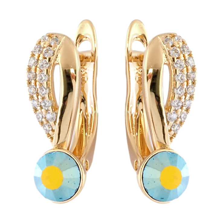 Серьги Xuping цвет 18K с кристаллами Swarovski английский замок Узор с кристаллами PeridotАВ фото №13