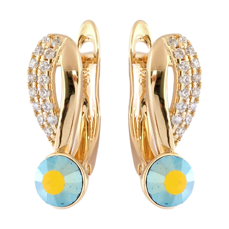 Серьги Xuping цвет 18K с кристаллами Swarovski английский замок Узор с кристаллами PeridotАВ фото №1