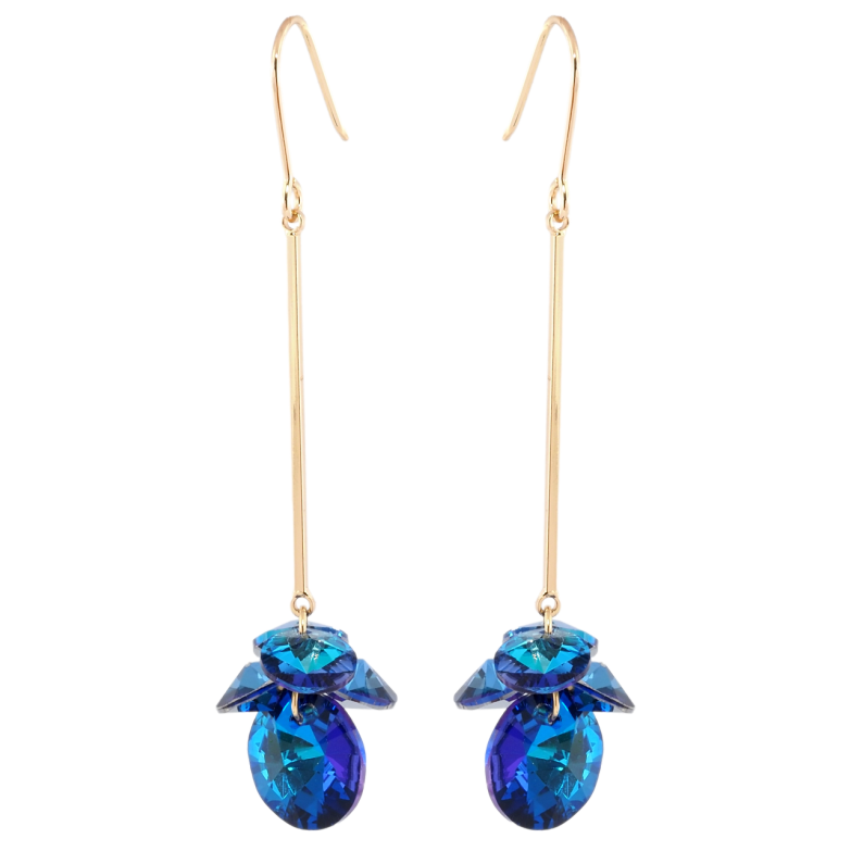 Серьги Xuping цвет 18K с кристаллами Swarovski французский замок Подвески с кристаллами Capri Blue фото №18