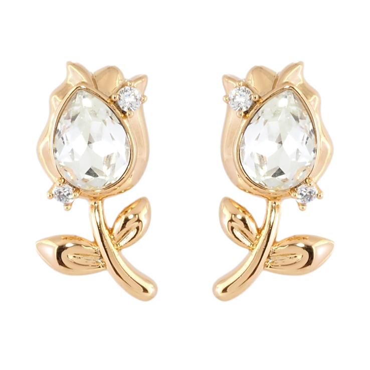 Сережки Xuping колір 18K з кристалами Swarovski пусети Квіточки з кристалами Clear фото №3
