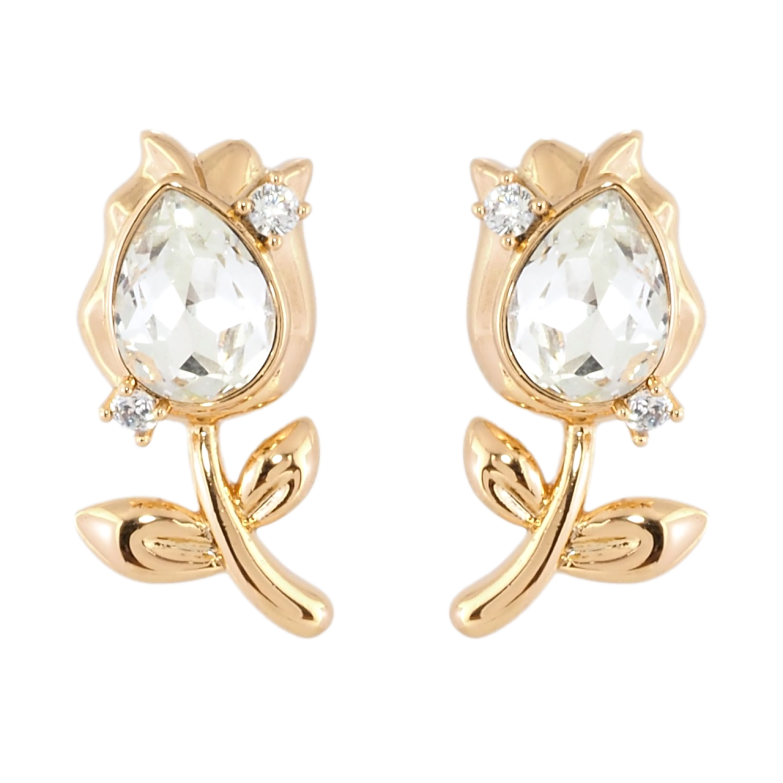 Сережки Xuping колір 18K з кристалами Swarovski пусети Квіточки з кристалами Clear фото №1