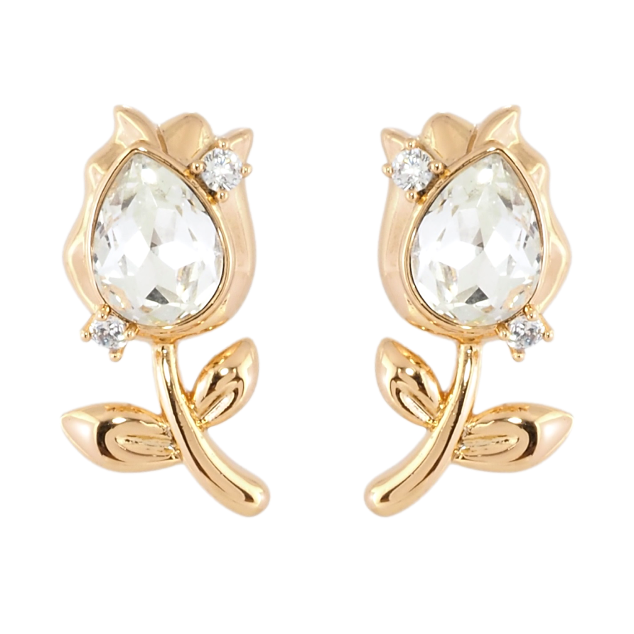 Сережки Xuping колір 18K з кристалами Swarovski пусети Квіточки з кристалами Clear фото №1