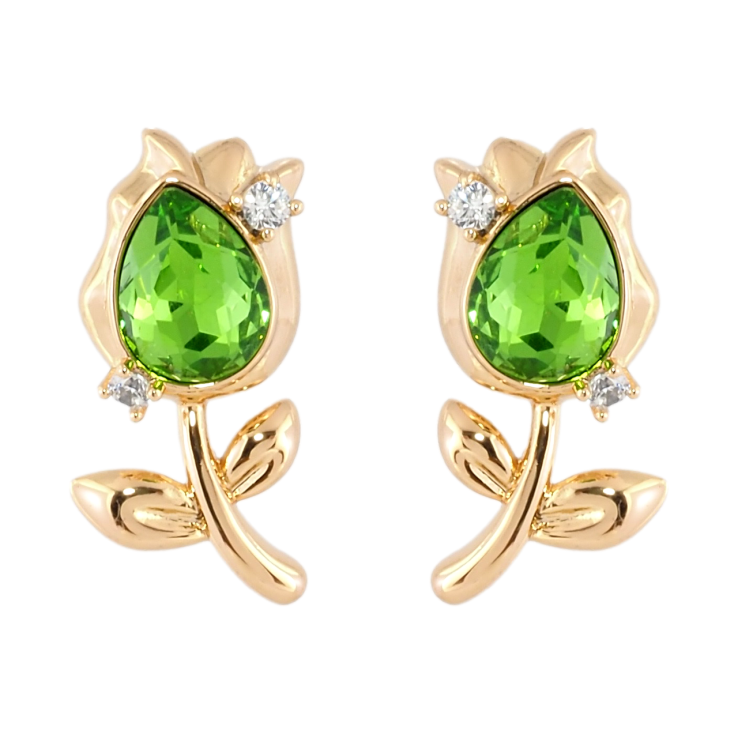 Сережки Xuping колір 18K з кристалами Swarovski пусети Квіточки з кристалами Peridot фото №11