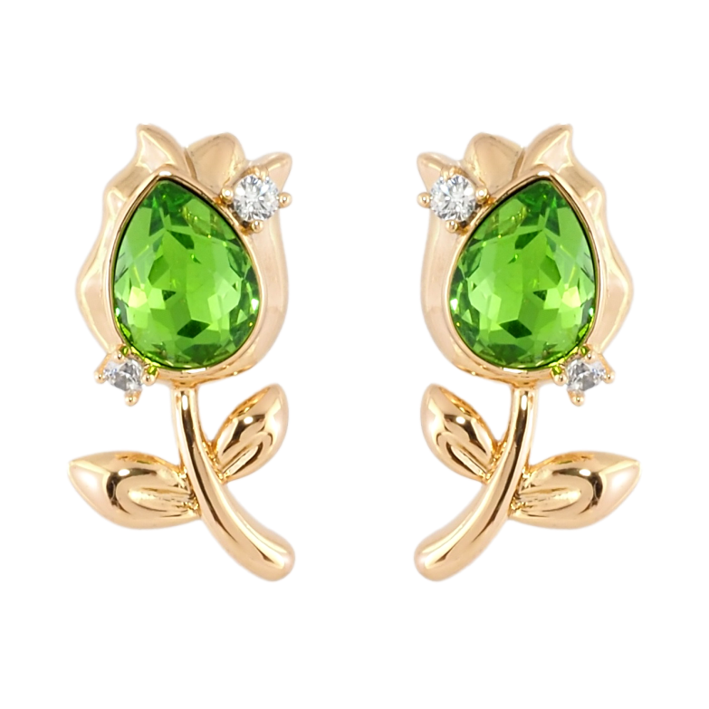Сережки Xuping колір 18K з кристалами Swarovski пусети Квіточки з кристалами Peridot фото №1