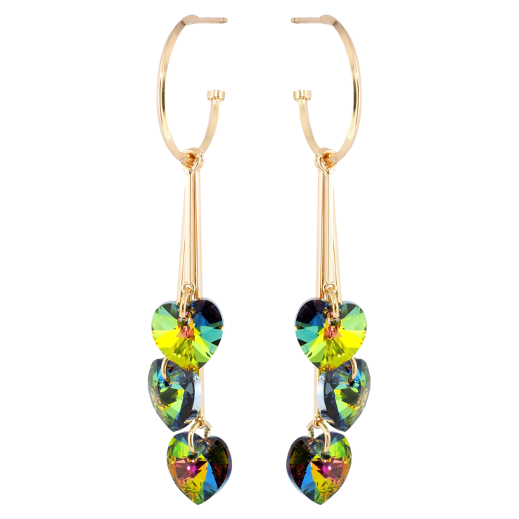 Сережки Xuping колір 18K з кристалами Swarovski пусети Підвіски з сердечками Vitrail Medium фото №9