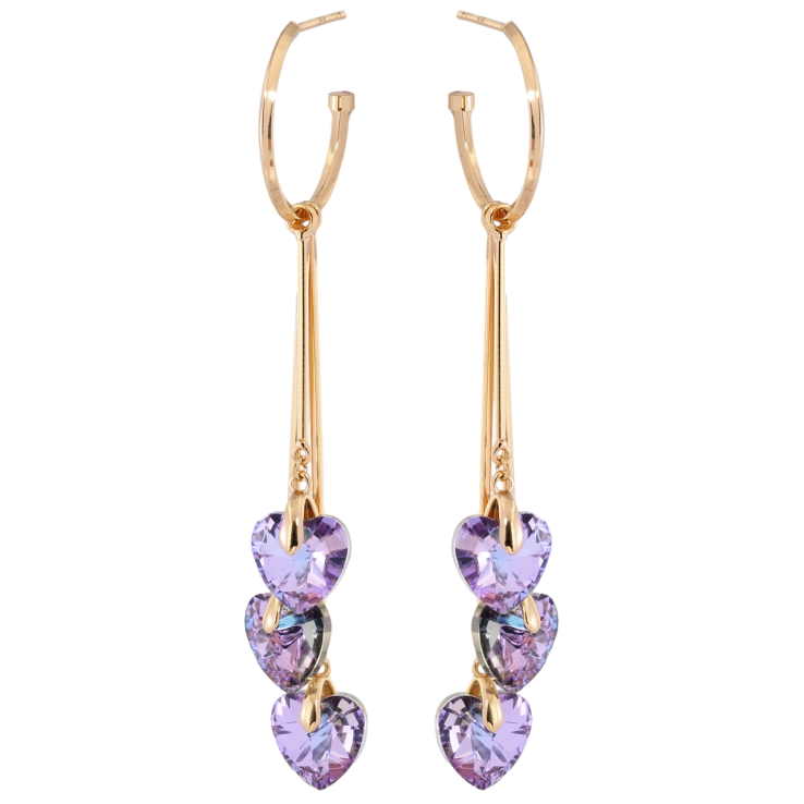 Сережки Xuping колір 18K з кристалами Swarovski пусети Підвіски з сердечками Paradise Shine фото №15