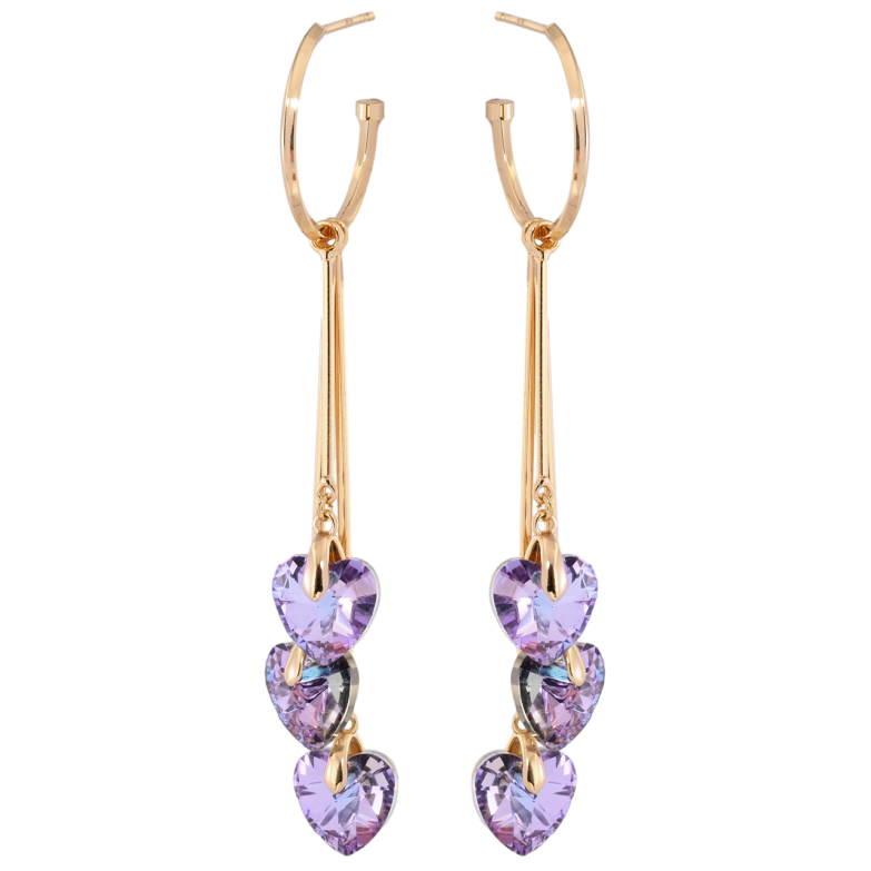 Сережки Xuping колір 18K з кристалами Swarovski пусети Підвіски з сердечками Paradise Shine фото №2