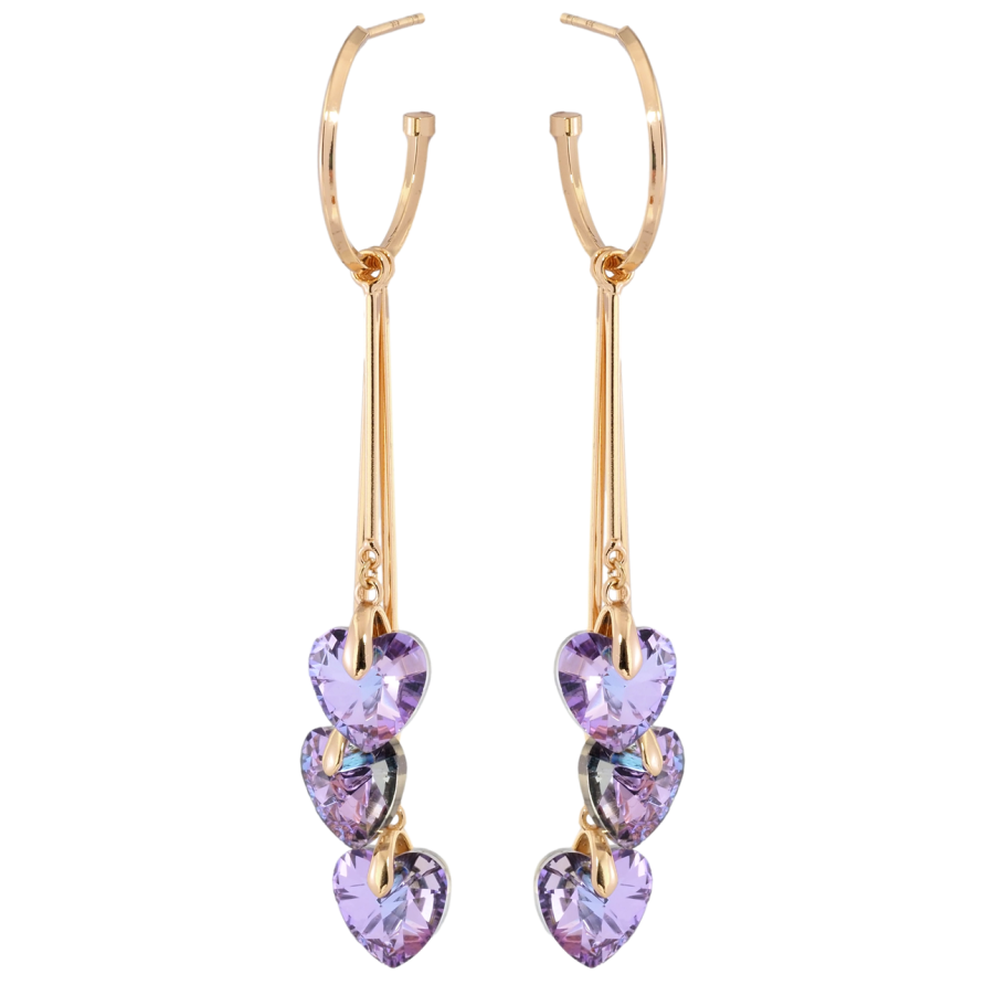 Сережки Xuping колір 18K з кристалами Swarovski пусети Підвіски з сердечками Paradise Shine фото №1