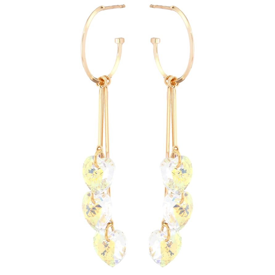Сережки Xuping колір 18K з кристалами Swarovski пусети Підвіски з сердечками Shimmer фото №1