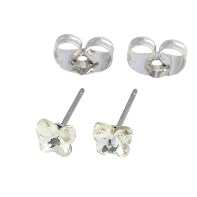 Сережки Xuping колір Родій з кристалами Swarovski пусети Кришталеві метелики Clear фото №1