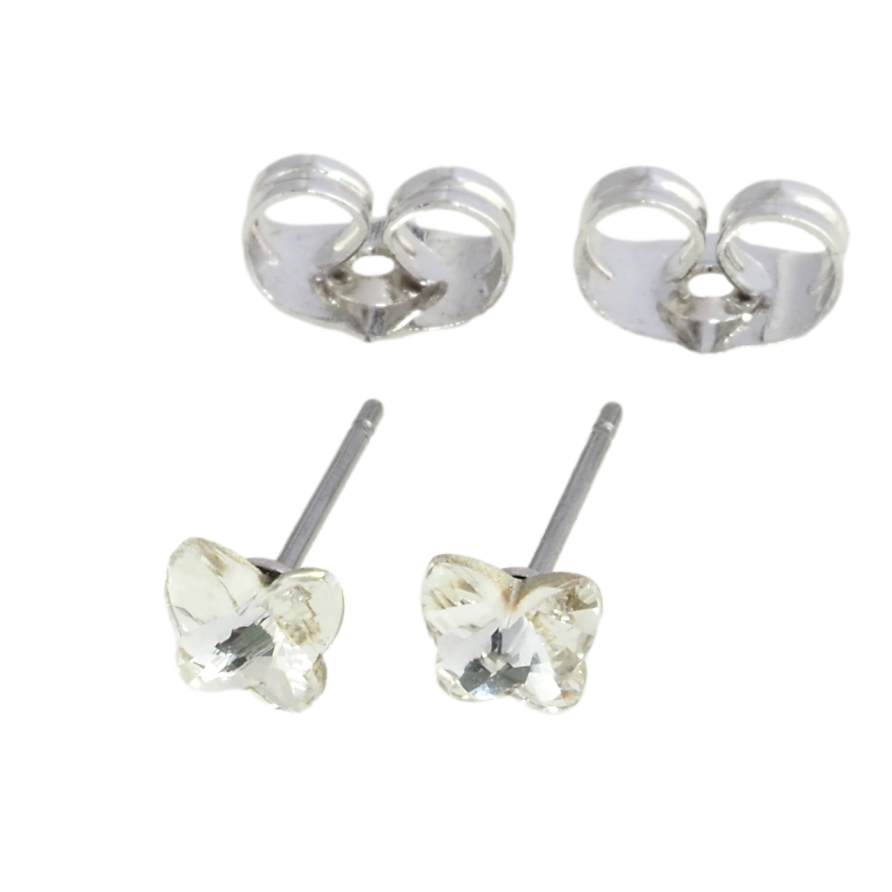 Сережки Xuping колір Родій з кристалами Swarovski пусети Кришталеві метелики Clear фото №1