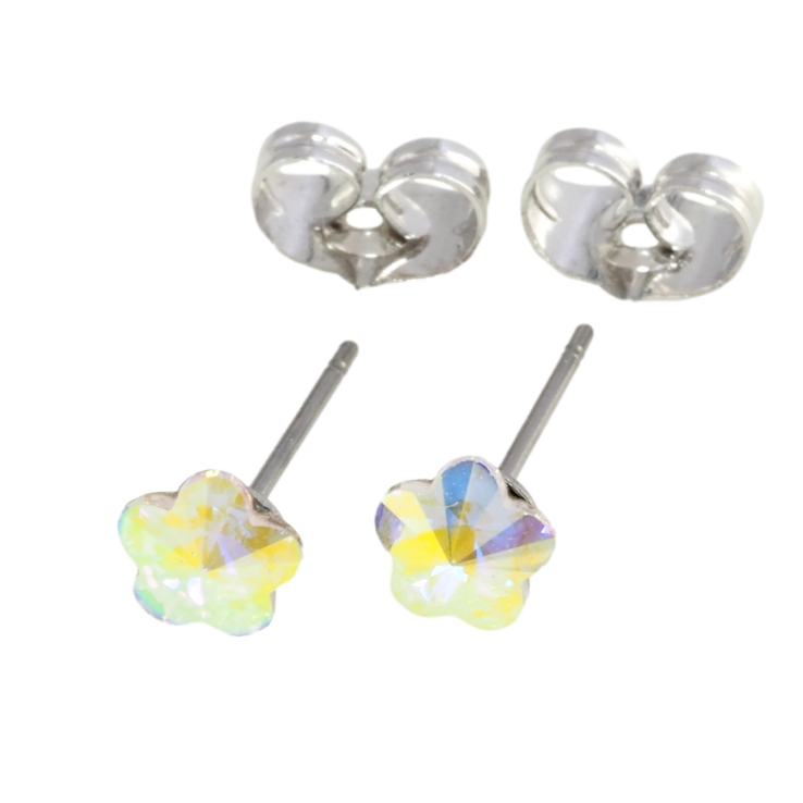 Сережки Xuping колір Родій з кристалами Swarovski пусети Кришталеві квіточки АВ фото №18