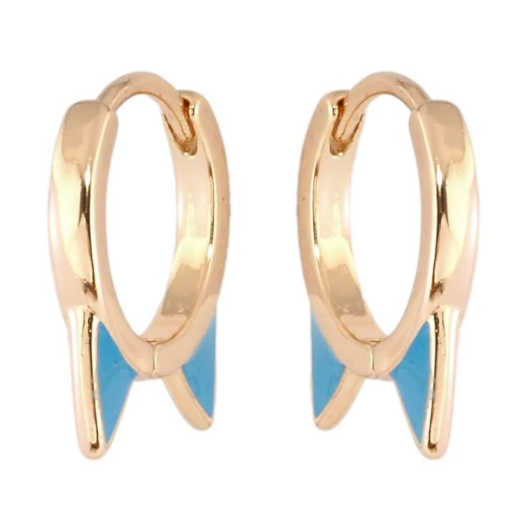 Серьги Xuping Позолота 18K колечки Ушки котика с голубой эмалью фото №21