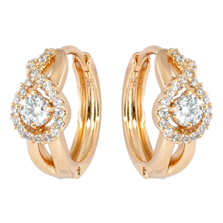 Серьги Xuping Позолота 18K колечки Узор с инкрустацией цирконием фото №2