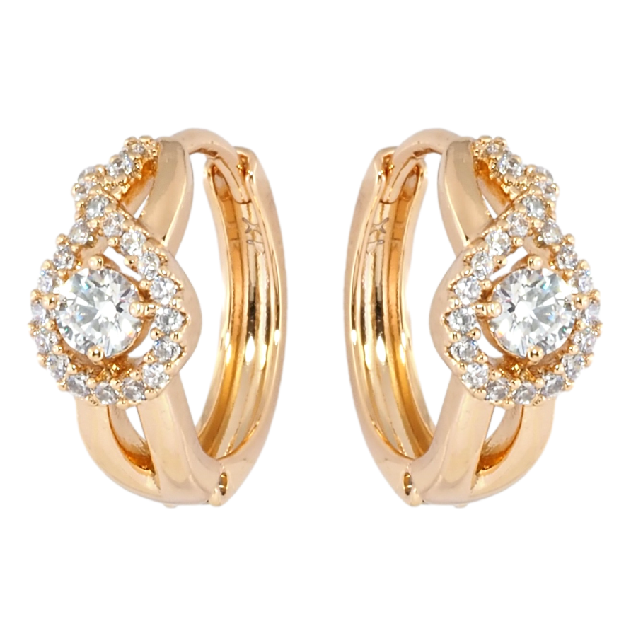 Серьги Xuping Позолота 18K колечки Узор с инкрустацией цирконием фото №1