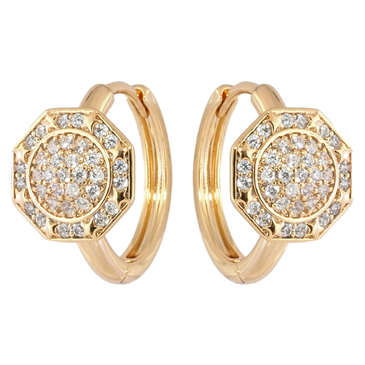 Серьги Xuping Позолота 18K колечки Восьмигранники с инкрустацией цирконием фото №22