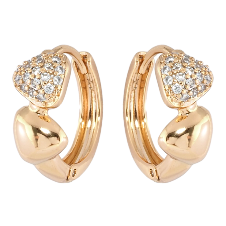 Серьги Xuping Позолота 18K колечки Треугольники с цирконием фото №6