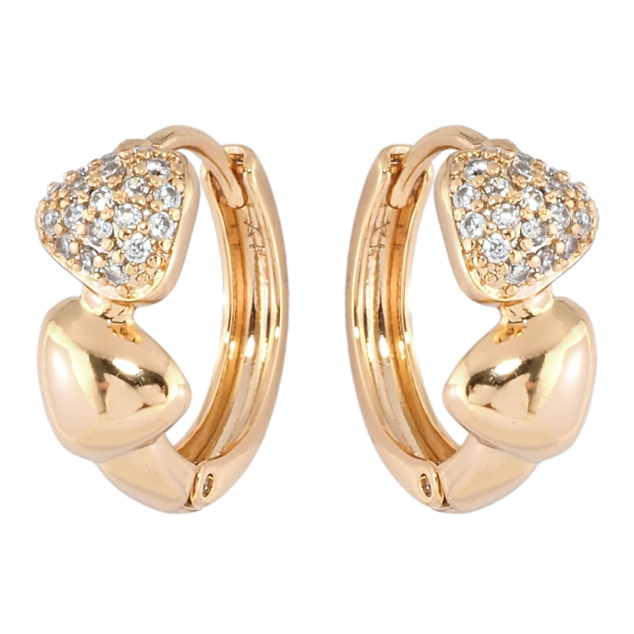 Серьги Xuping Позолота 18K колечки Треугольники с цирконием фото №1