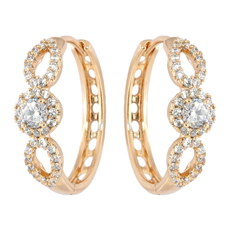 Серьги Xuping Позолота 18K колечки Узор с цирконием фото №25