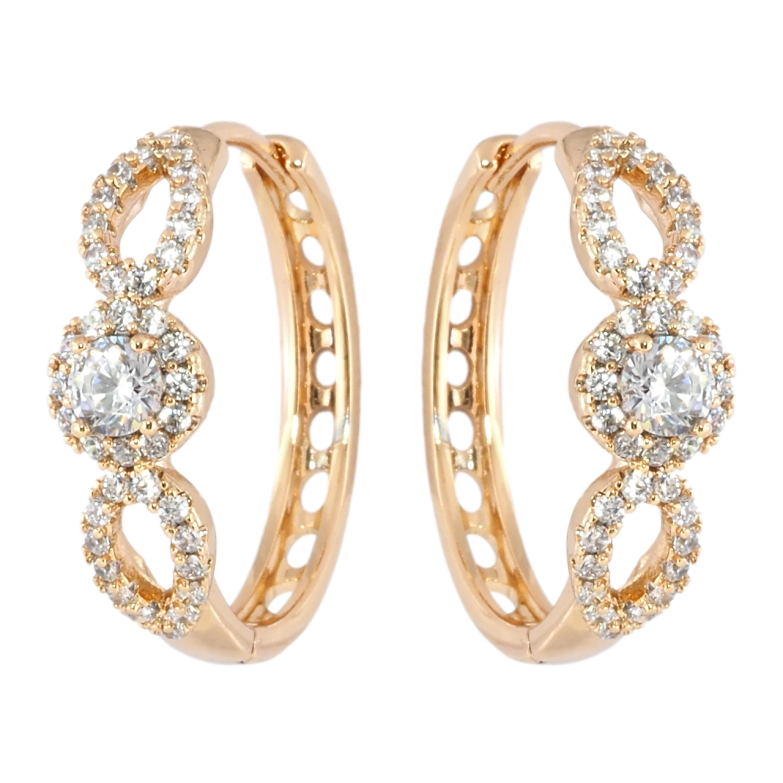 Серьги Xuping Позолота 18K колечки Узор с цирконием фото №1