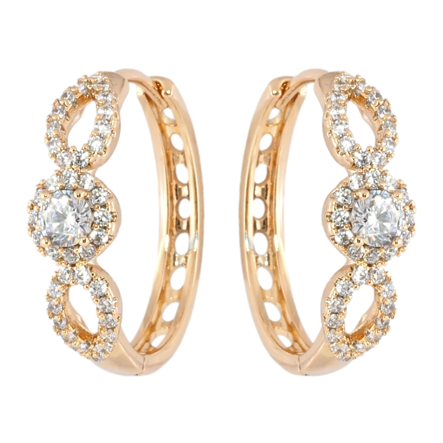 Серьги Xuping Позолота 18K колечки Узор с цирконием фото №1