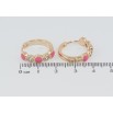 Серьги Xuping Позолота 18K колечки Узор с цирконием и розовой эмалью фото №2