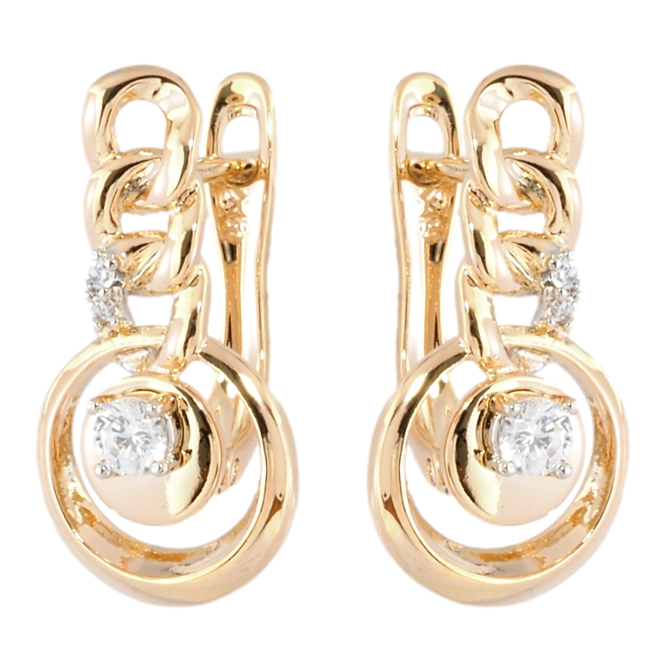 Серьги Xuping Позолота 18K + Родий английский замок Узор цепочка с колечками фото №10