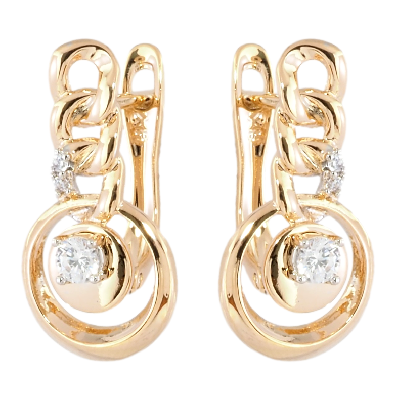 Сережки Xuping Позолота 18K + Родій англійський замок Візерунок ланцюжок з колечками фото №1