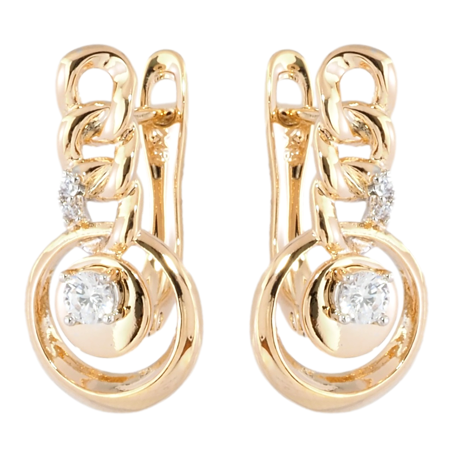 Серьги Xuping Позолота 18K + Родий английский замок Узор цепочка с колечками фото №1