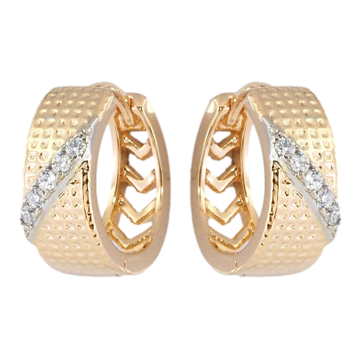 Серьги Xuping Позолота 18K + Родий колечки Узор с дорожками циркония фото №19