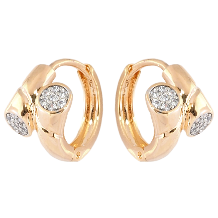 Серьги Xuping Позолота 18K + Родий колечки Узор с цирконием фото №13