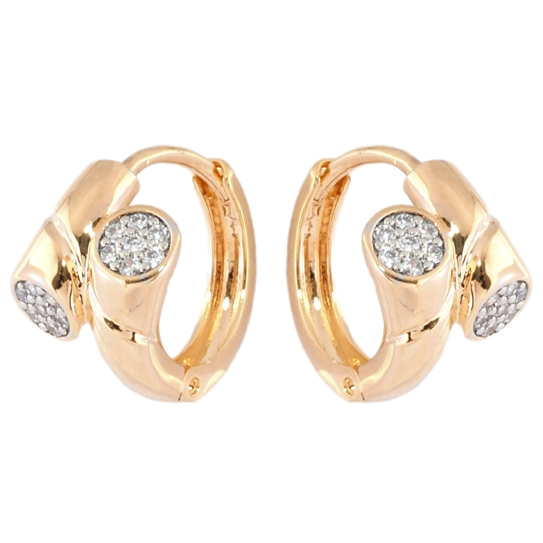 Серьги Xuping Позолота 18K + Родий колечки Узор с цирконием фото №1