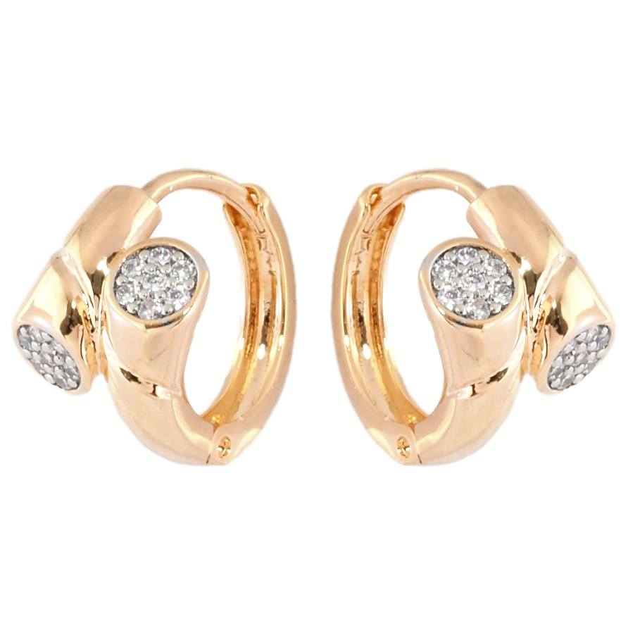 Серьги Xuping Позолота 18K + Родий колечки Узор с цирконием фото №1