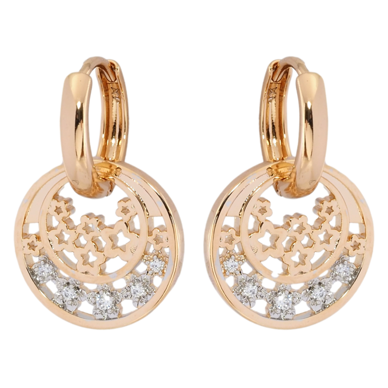 Серьги Xuping Позолота 18K + Родий подвески на колечках Звездный узор с цирконием фото №1