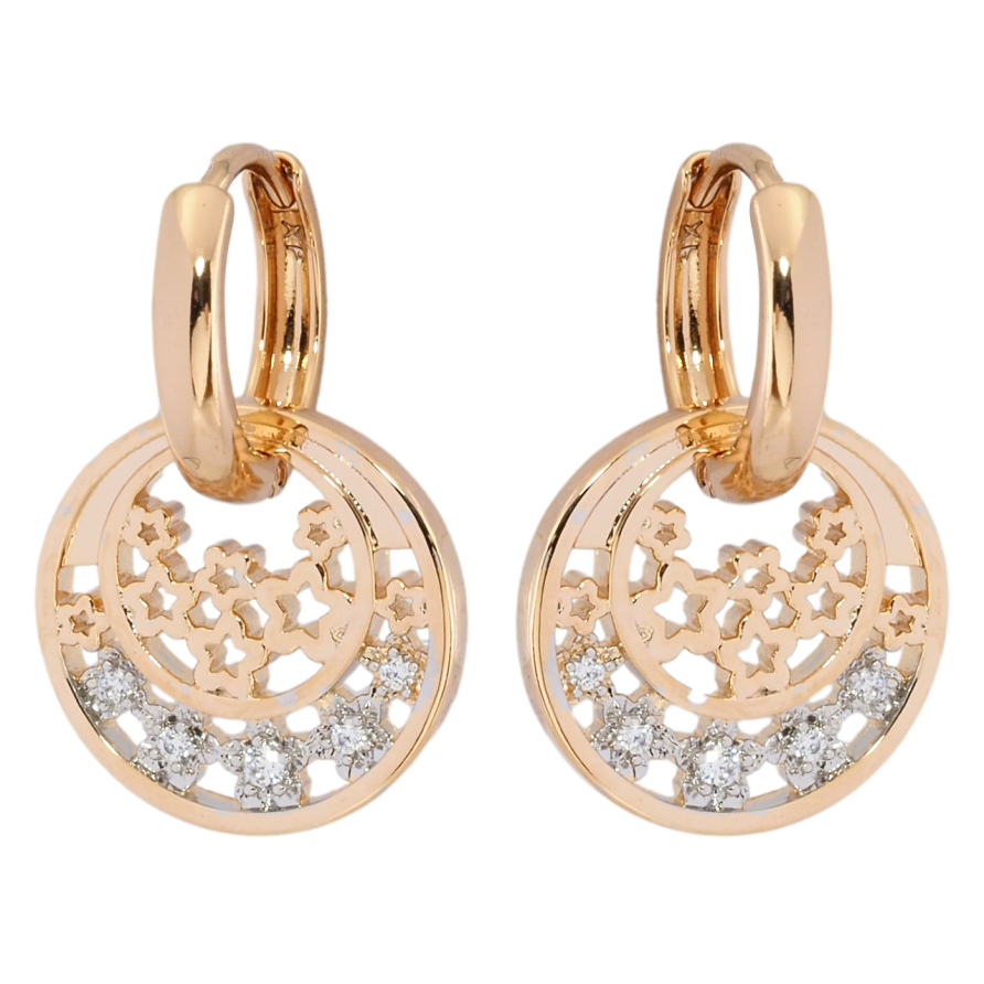 Серьги Xuping Позолота 18K + Родий подвески на колечках Звездный узор с цирконием фото №1