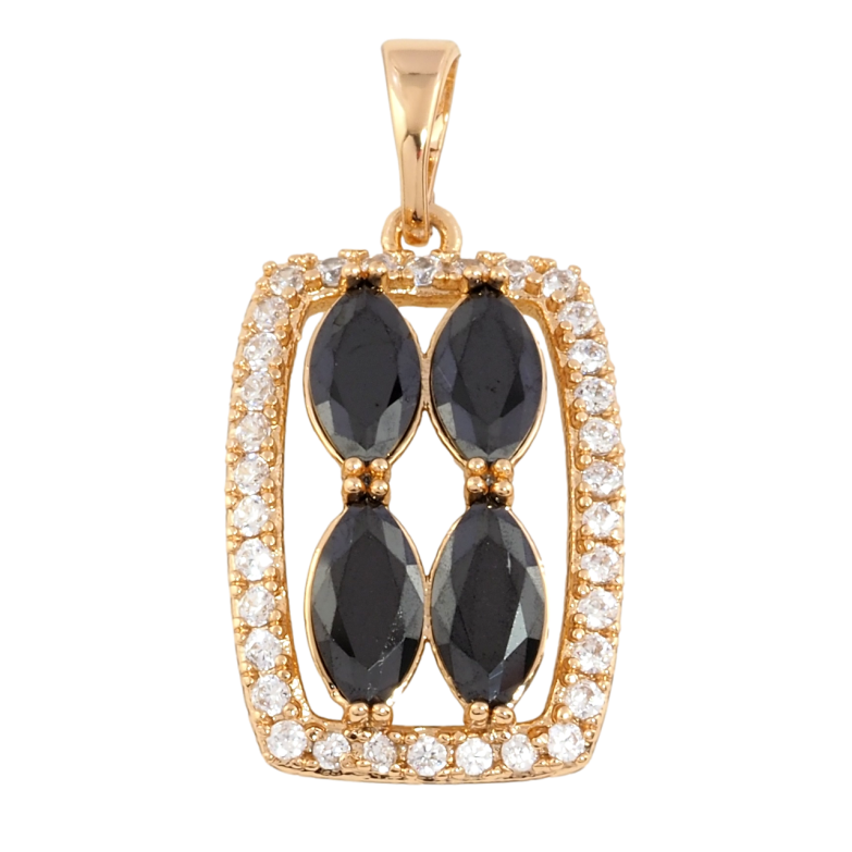 Кулон Xuping Позолота 18K Черные фианиты в обрамлении циркония для цепочки до 5мм фото №1