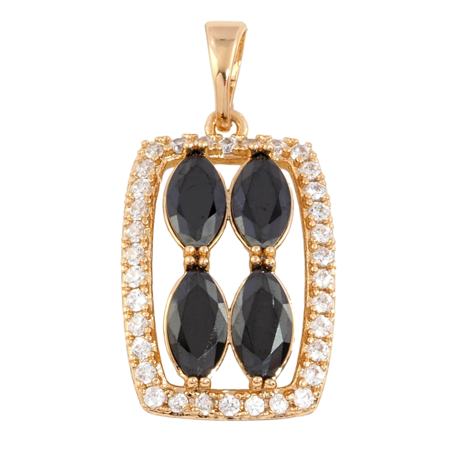 Кулон Xuping Позолота 18K Чорні фіаніти в обрамленні цирконію для ланцюжка до 5мм фото №1