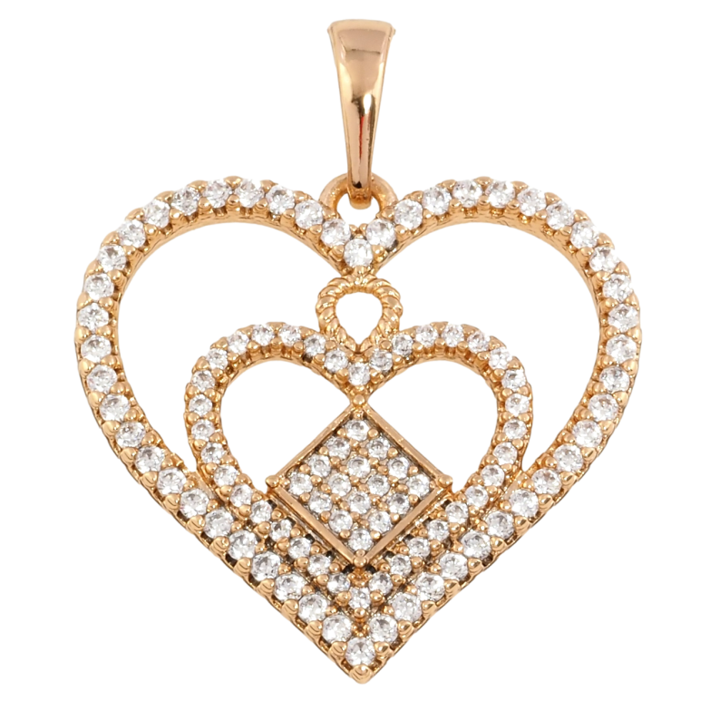 Кулон Xuping Позолота 18K Серце з інкрустацією цирконієм для ланцюжка до 5мм фото №6