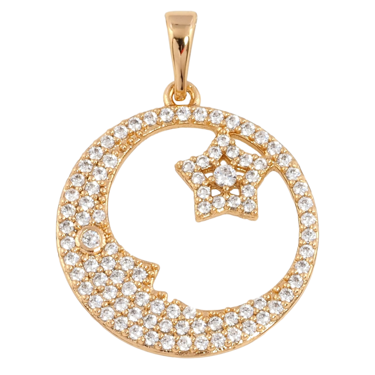 Кулон Xuping Позолота 18K Місяць і зірка з інкрустацією цирконієм для ланцюжка до 5мм фото №3